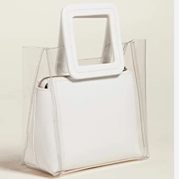 Leather Handbag Staud Mini Shirley Bag White Staud Mini Shirley Bag  White/Clear